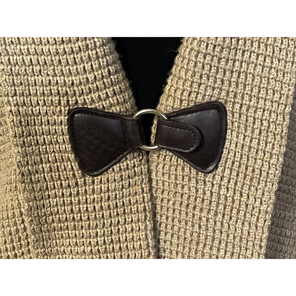 Soft Surroundings Cardigan Sweater Womens Medium Beige Waffle Knit Toggle Strap - Picture 5 of 11